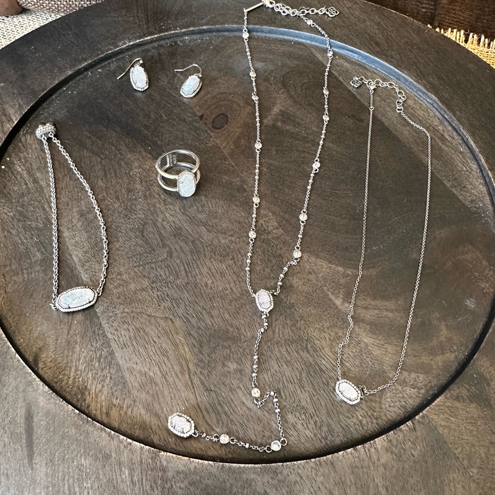 Kendra Scott antique silver & drusy stone set